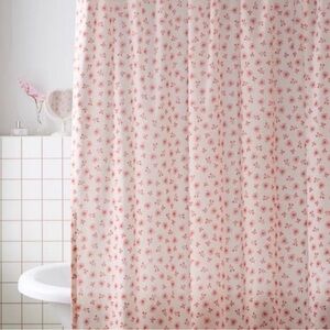 Urban Outfitters Sweatheart Ditsy Patterned Shower Curtain Cream/Red 72x72 NWT